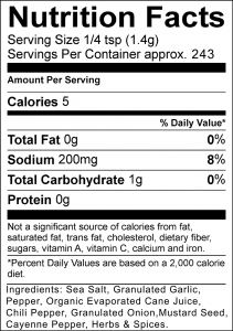 SOS nutritional Facts 12oz